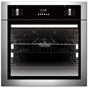 H60cm Built-in Electric Oven, Black Glass with Stainless Trim