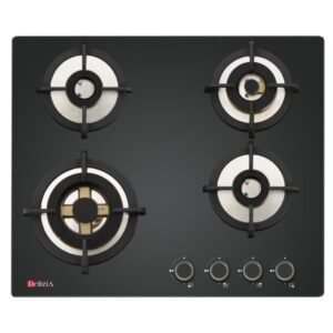 60cm Built-in Gas Hob, Black Glass