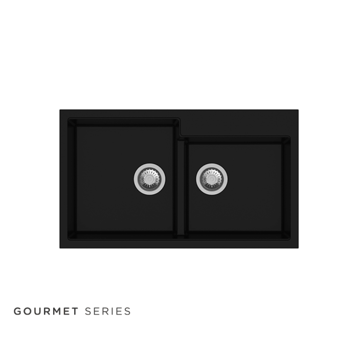 Gourmet Bak Cuci Piring Granit Quartz 2 Bowl Topmount