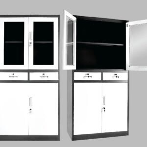 Uno Lemari Besi Kaca Kombinasi Laci