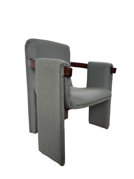 Camel Chair – Architectural Panel Accent Armchair with Wood Details