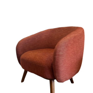 Dahlia Chair – Mid-Century Modern Rust Upholstered Accent Armchair